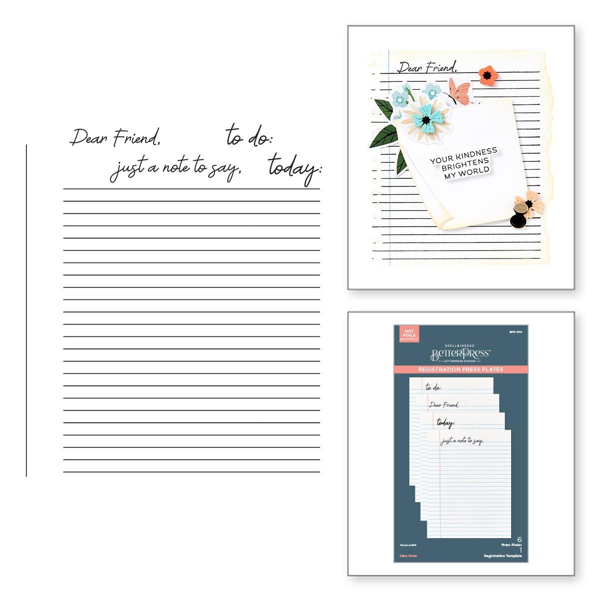 Collection of stationery items including lined paper, a card with flowers, and a box of stationery on a white background.