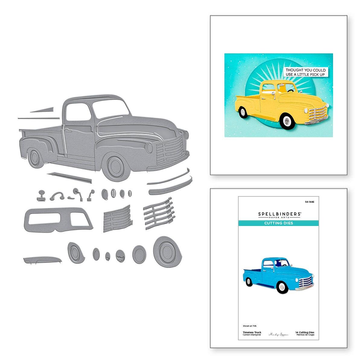 Spellbinders Timeless Truck Etched Dies from the Classic Road Legends Collection by Mindy Eggen