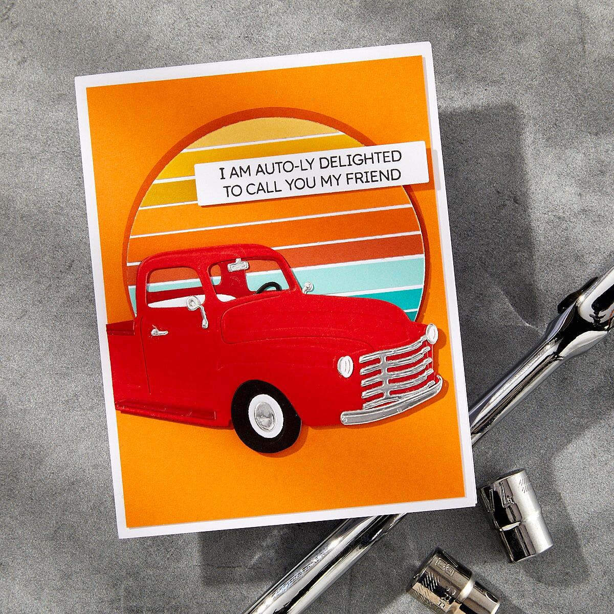 Spellbinders Timeless Truck Etched Dies from the Classic Road Legends Collection by Mindy Eggen