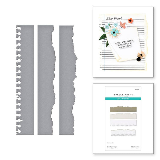 Spellbinders Torn Paper Edges Etched Dies from the Take Note Collection