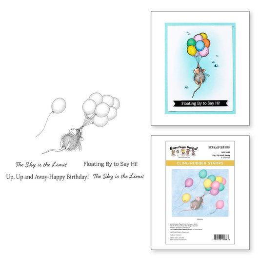 Spellbinders Up, Up and Away Cling Rubber Stamp Set from the House-Mouse Rare Bloom Collection