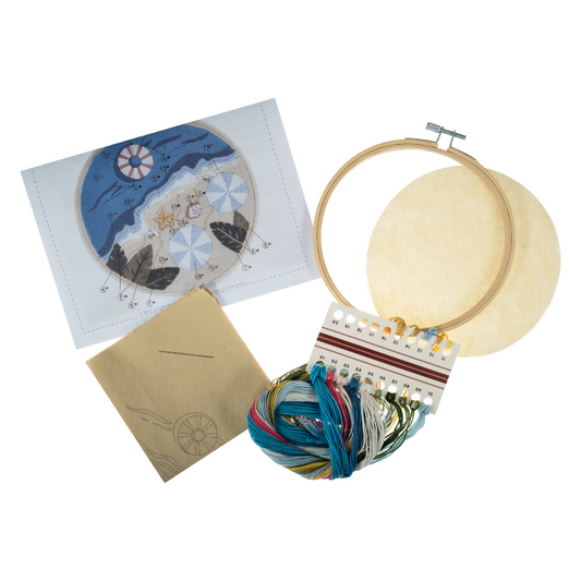 Trimits Beach Embroidery Hoop Kit Contents