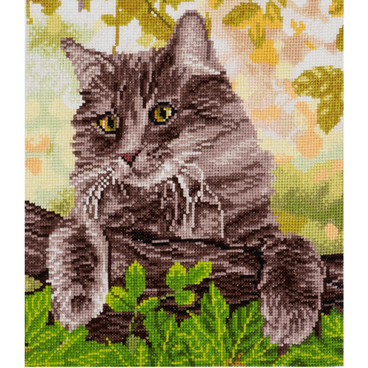 Trimits Cat Large Cross Stitch Kit Completed