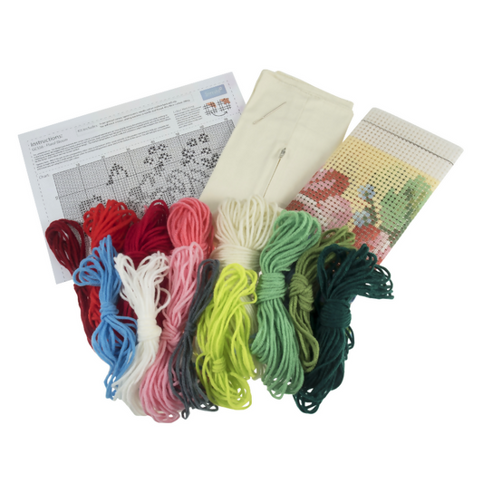 Trimits Cushion Floral Bloom Cross Stitch Kit content