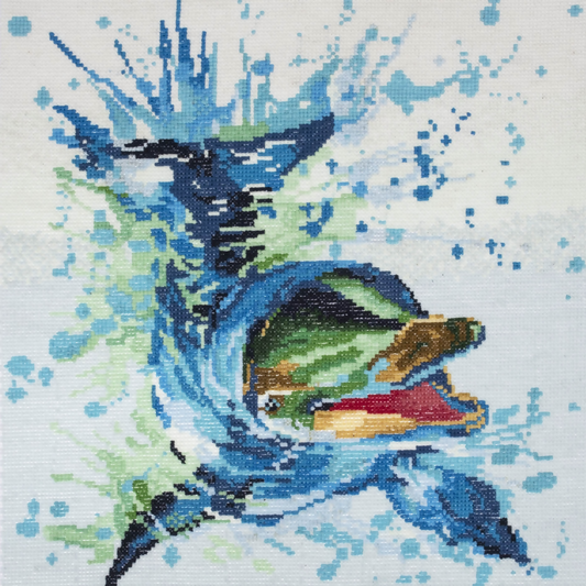 Trimits Dolphin Large Cross Stitch Kit Completed