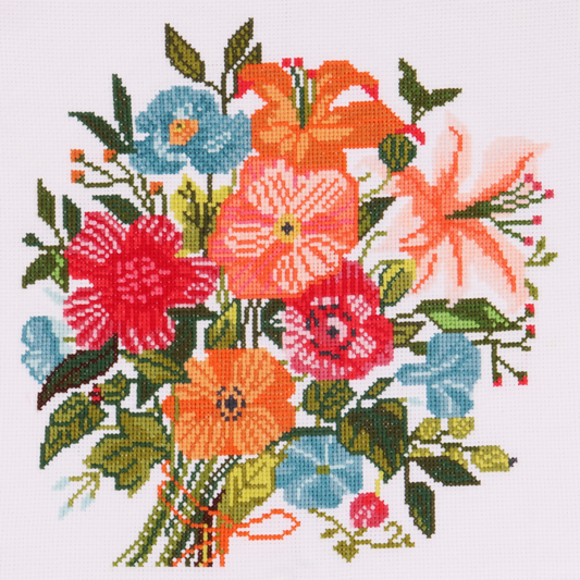 Trimits Floral Bouquet Large Cross Stitch Kit Completed