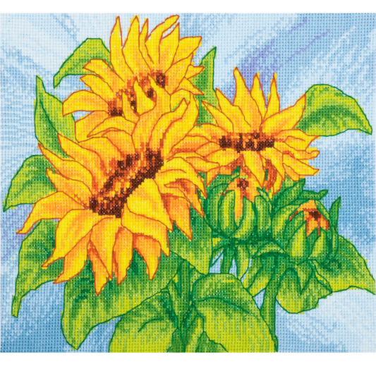 Trimits Sun Flowers Large Cross Stitch Kit Completed