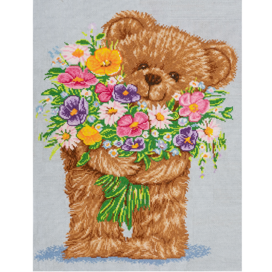 Trimits Teddy XL Cross Stitch Kit Completed