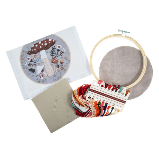 Trimits Toadstool Embroidery Hoop Kit Contents