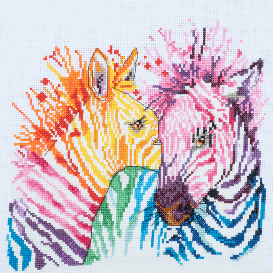 Trimits Zebras Large Cross Stitch Kit Completed