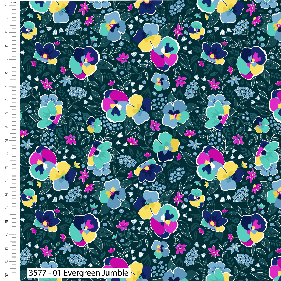 The Craft Cotton Co. Pansy Printed Wide 5Pcs Fat Quarter