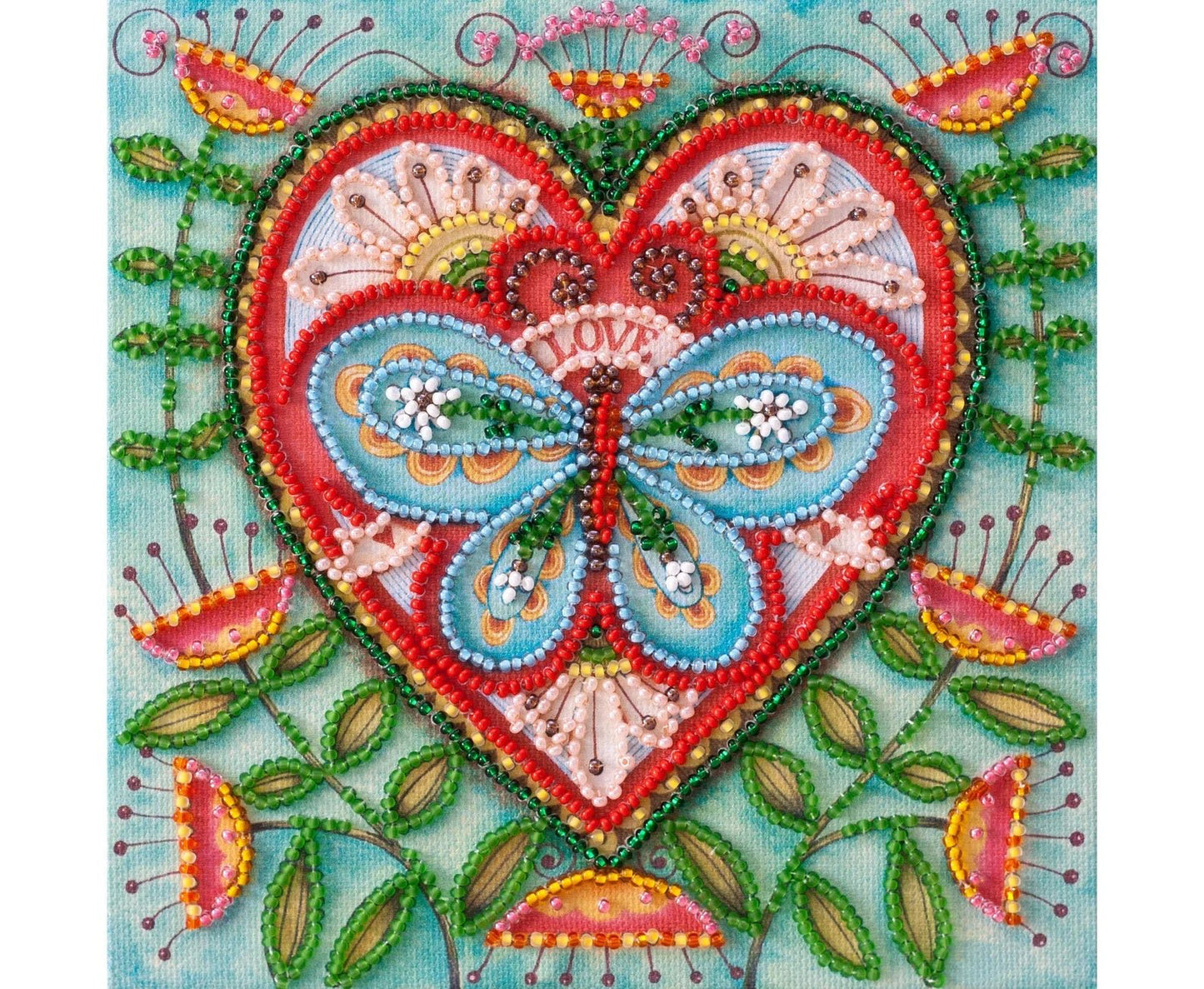 Abris Art Summer Heart Beaded Embroidery Kit - CraftSource Market: Craft Supplies & Kits Beading Kit