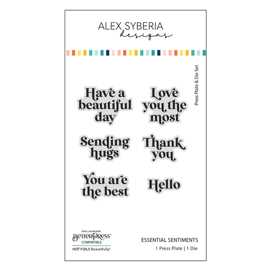 Alex Syberia Designs Essential Sentiments Press Plate & Die Set - CraftSource Market: Craft Supplies & Kits Betterpress
