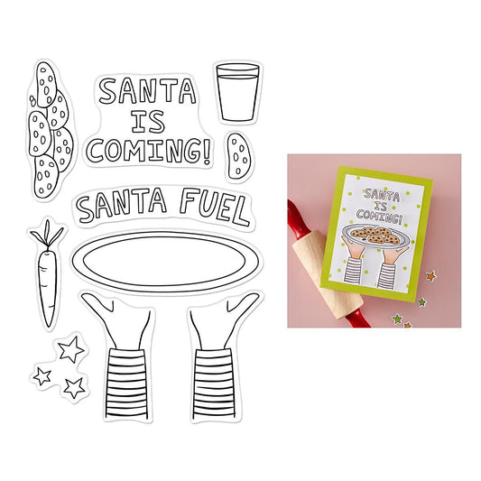 A finished handmade card with a festive design created with the Hero Arts Yule Fuel Clear Stamp Set.