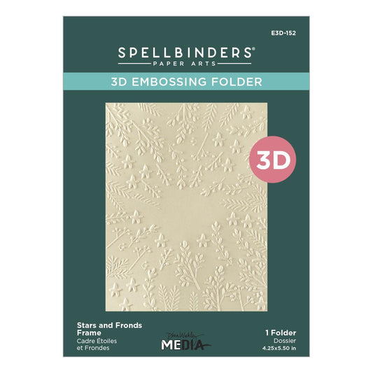 Spellbinders 3D embossing folder packaging with floral design on a green background