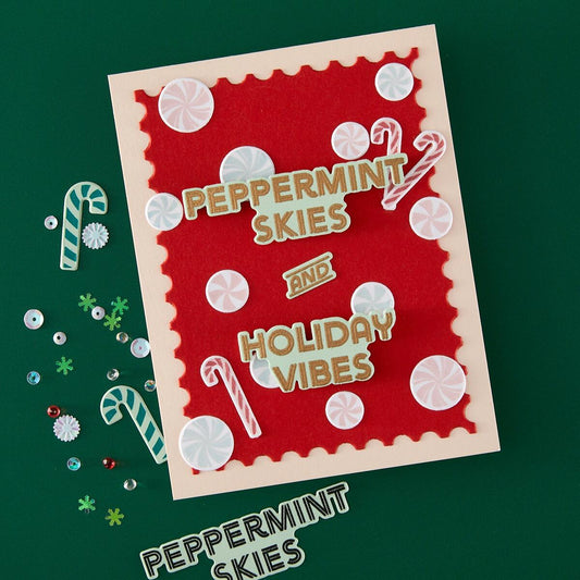 Hero Arts A Little Merri - Mint Stamp & Cut Set from the Candy Cane Season Collection - CraftSource Market: Craft Supplies & Kits Papercraft > Stamps > Photopolymer Stamps