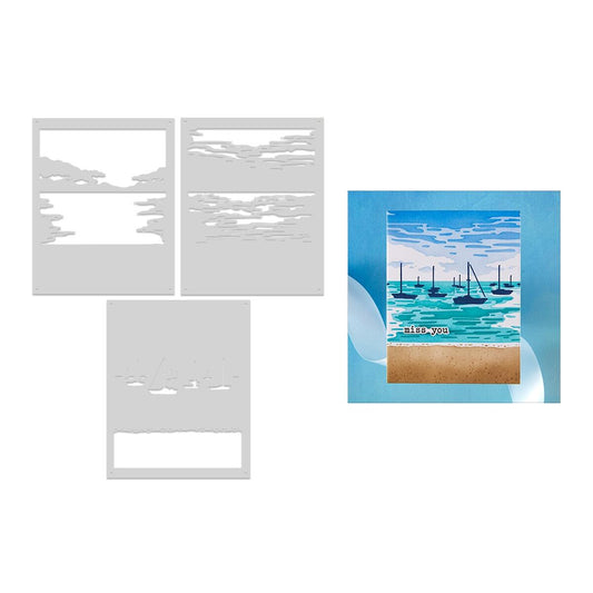 Hero Arts Colour Layering Harbor Stencils from the Seaside Blooms Collection - CraftSource Market: Craft Supplies & Kits Papercraft > Stencils