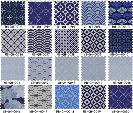 Grid of blue and gray patterned tiles with labels.