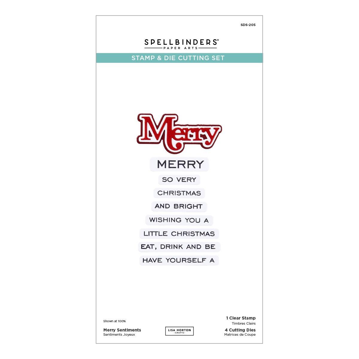 Spellbinders Merry Sentiments Clear Stamp & Die Set from the All About Christmas Collection by Lisa Horton