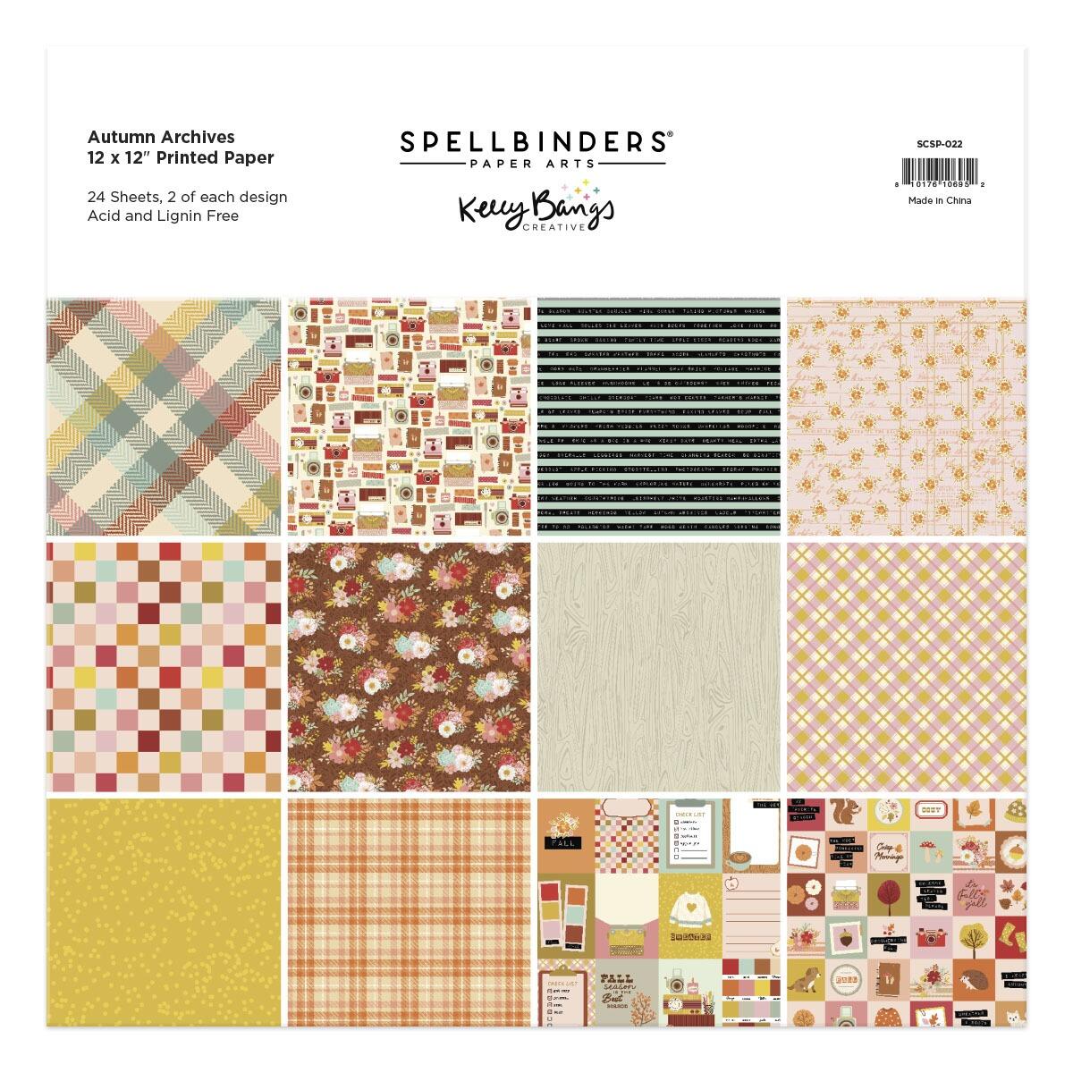 Spellbinders Autumn Archives 12x12" Printed Paper - CraftSource Market: Craft Supplies & Kits Spellbinders > Paper & Card > Autumn > Craft Paper Pack