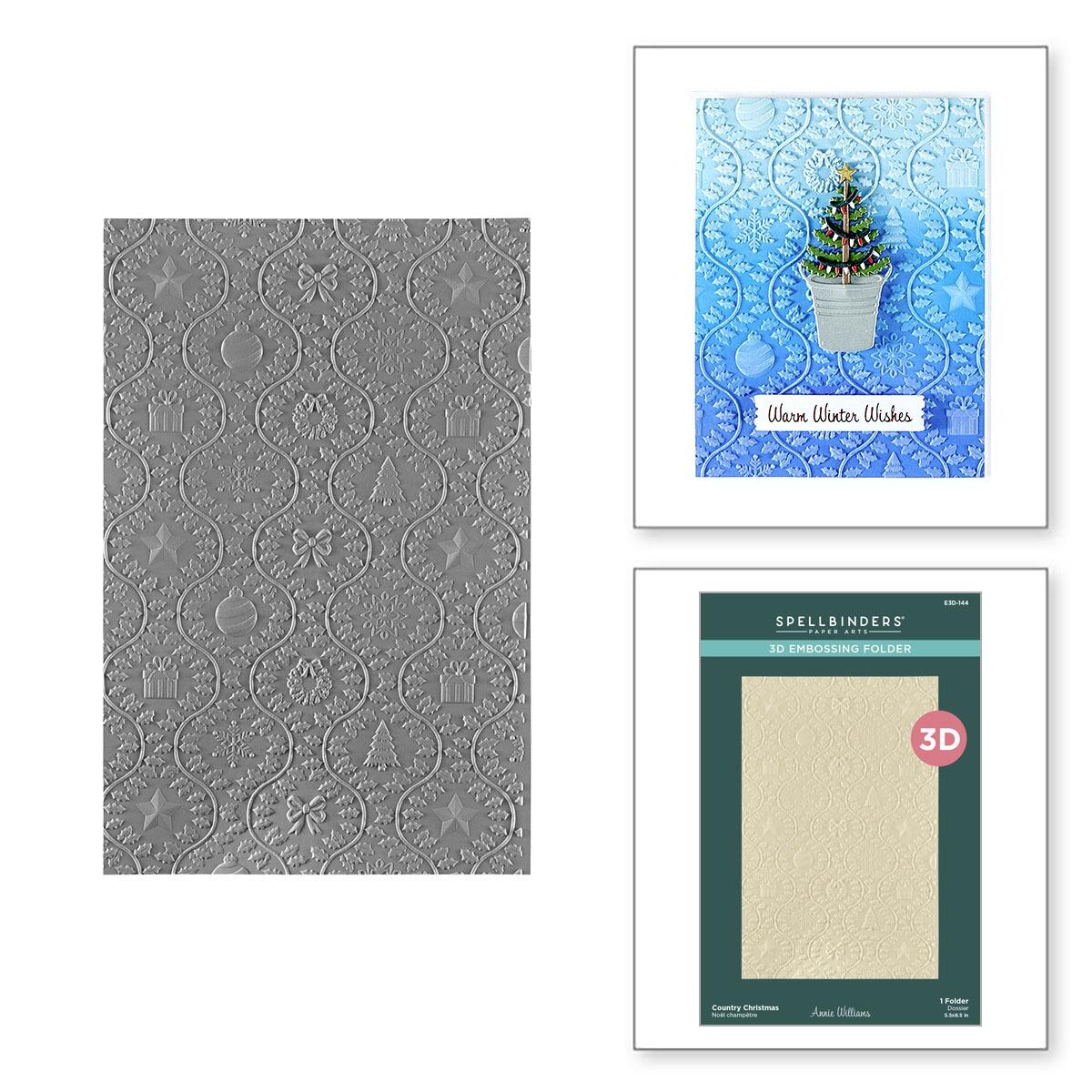 Spellbinders Country Christmas 3D Embossing Folder by Annie Williams - CraftSource Market: Craft Supplies & Kits Spellbinders > Embossing > Christmas > Craft Embossing Folder