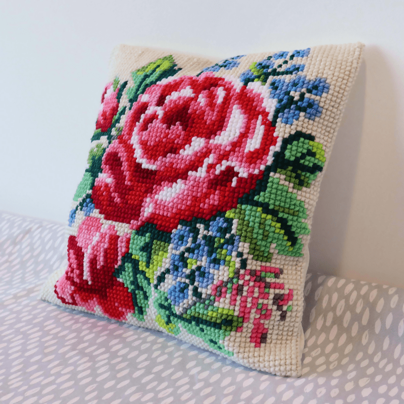 Trimits Cushion Floral Bloom Cross Stitch Kit - CraftSource Market: Craft Supplies & Kits Embroidery and Cross Stitch