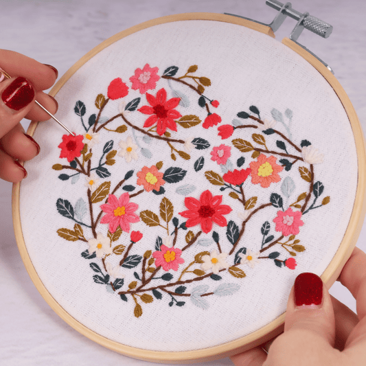 Trimits Floral Heart Embroidery Hoop Kit - CraftSource Market: Craft Supplies & Kits Embroidery and Cross Stitch