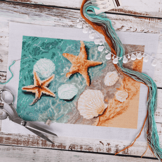 Trimits Large Crystal Shore Cross Stitch Kit - CraftSource Market: Craft Supplies & Kits Embroidery and Cross Stitch