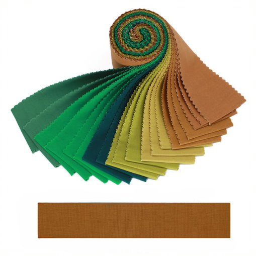 Set of fabric swatches in green, blue, yellow, and brown on a white background