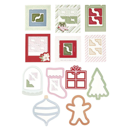 Set of Christmas-themed cookie cutters on a white background