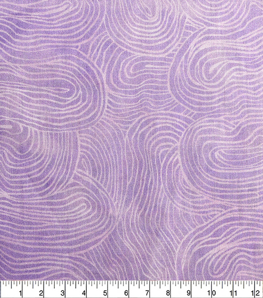 Wavy pattern fabric swatch on a purple background with a ruler at the bottom.