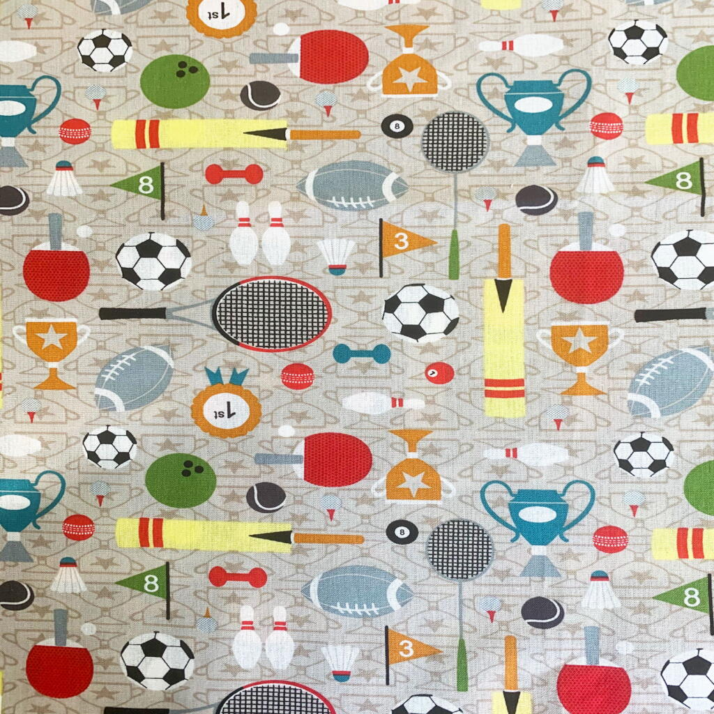 Pattern of sports-themed icons on a textured background