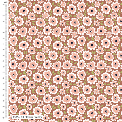 Floral pattern fabric with a ruler on the side