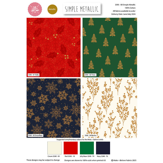 Collection of fabric swatches with Christmas-themed patterns on a white background.