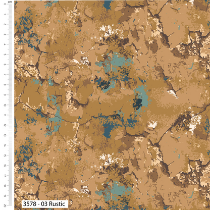 Textured fabric pattern with earthy tones and a ruler on the side