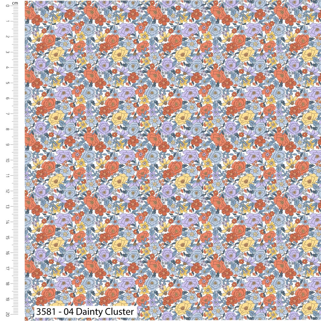 Floral pattern fabric with a ruler on the side