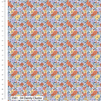 Floral pattern fabric with a ruler on the side