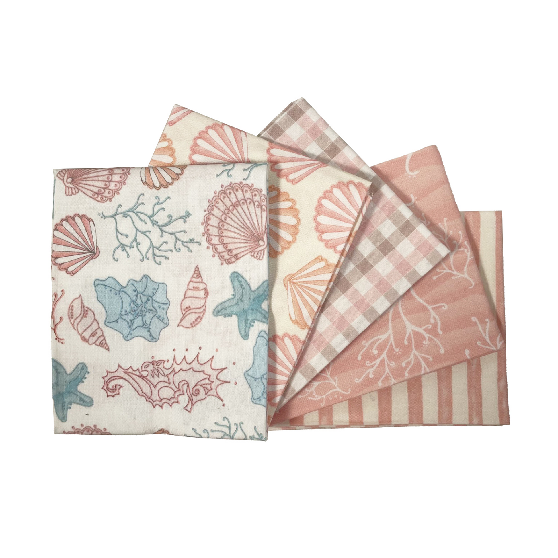 Set of fabric swatches with various patterns on a white background
