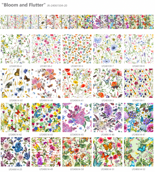 Collection of floral and nature-themed patterns with various colors and designs.