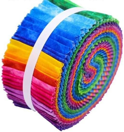 Roll of colorful fabric with a spiral pattern on a white background