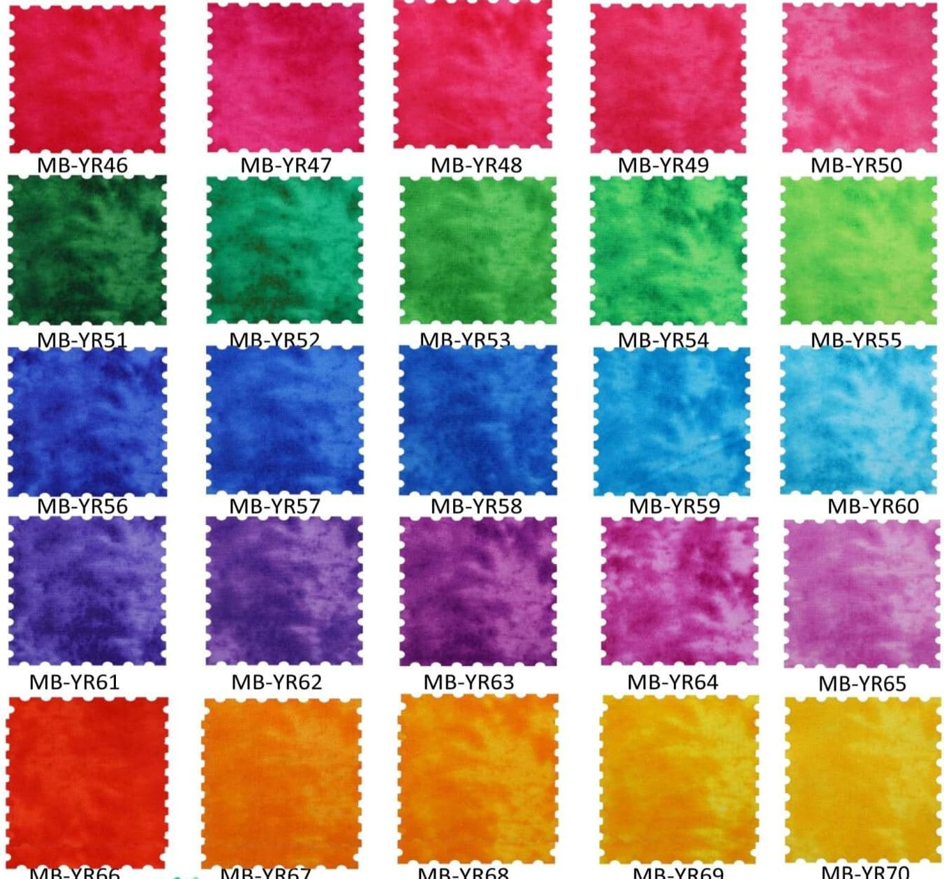 Color swatches arranged in a grid with various vibrant colors.