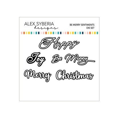 Set of Christmas-themed die cuts with text on a white background