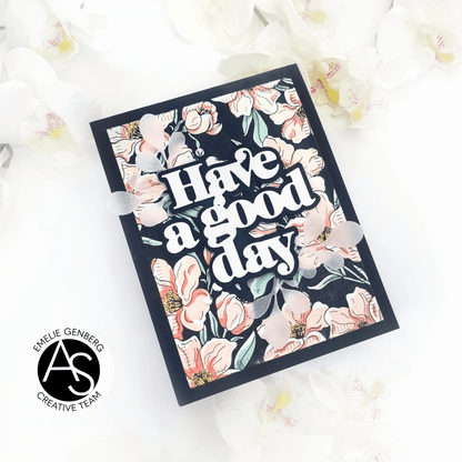 Floral card with 'Have a good day' text on a white background