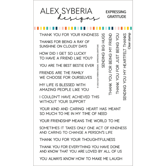 Alex Syberia Designs Expressing Gratitude Sentiments Stamp Set