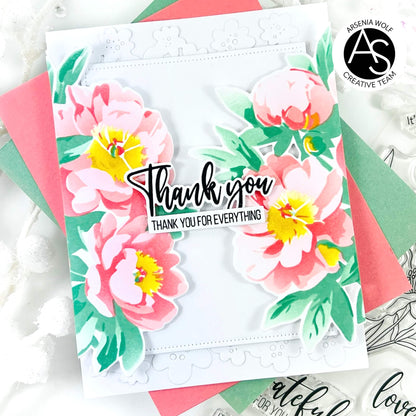 Floral card with 'Thank you' text on a white background