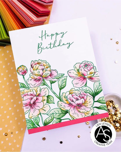Birthday card with floral design and 'Happy Birthday' text on a colorful background