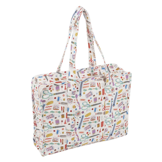 All-In-One Haby Notions Craft Bag made from cotton with zippered top and webbing handles