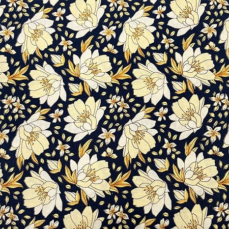 Floral pattern with white flowers on a dark blue background