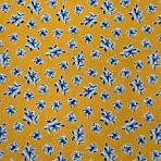 Floral pattern with blue flowers on a yellow background