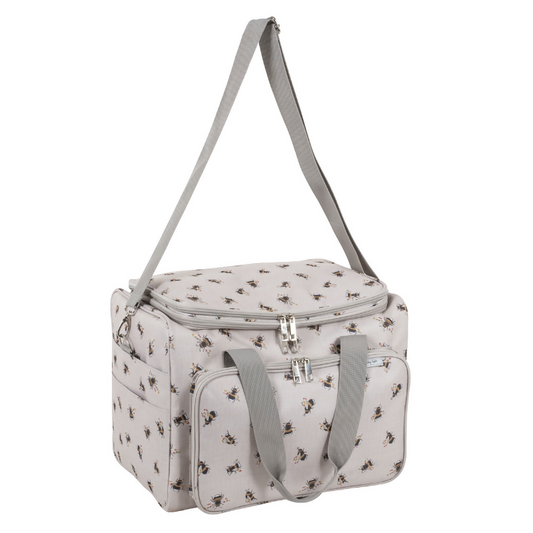 Bee Craft Yarn Portable Storage Organiser, closed, showing bee print and clear lid